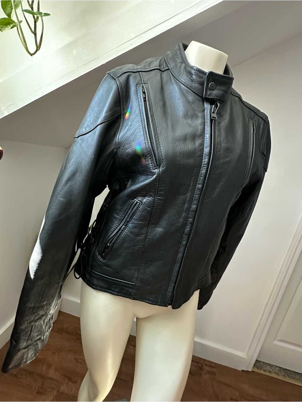 Classic Women’s Black Leather Moto Jacket